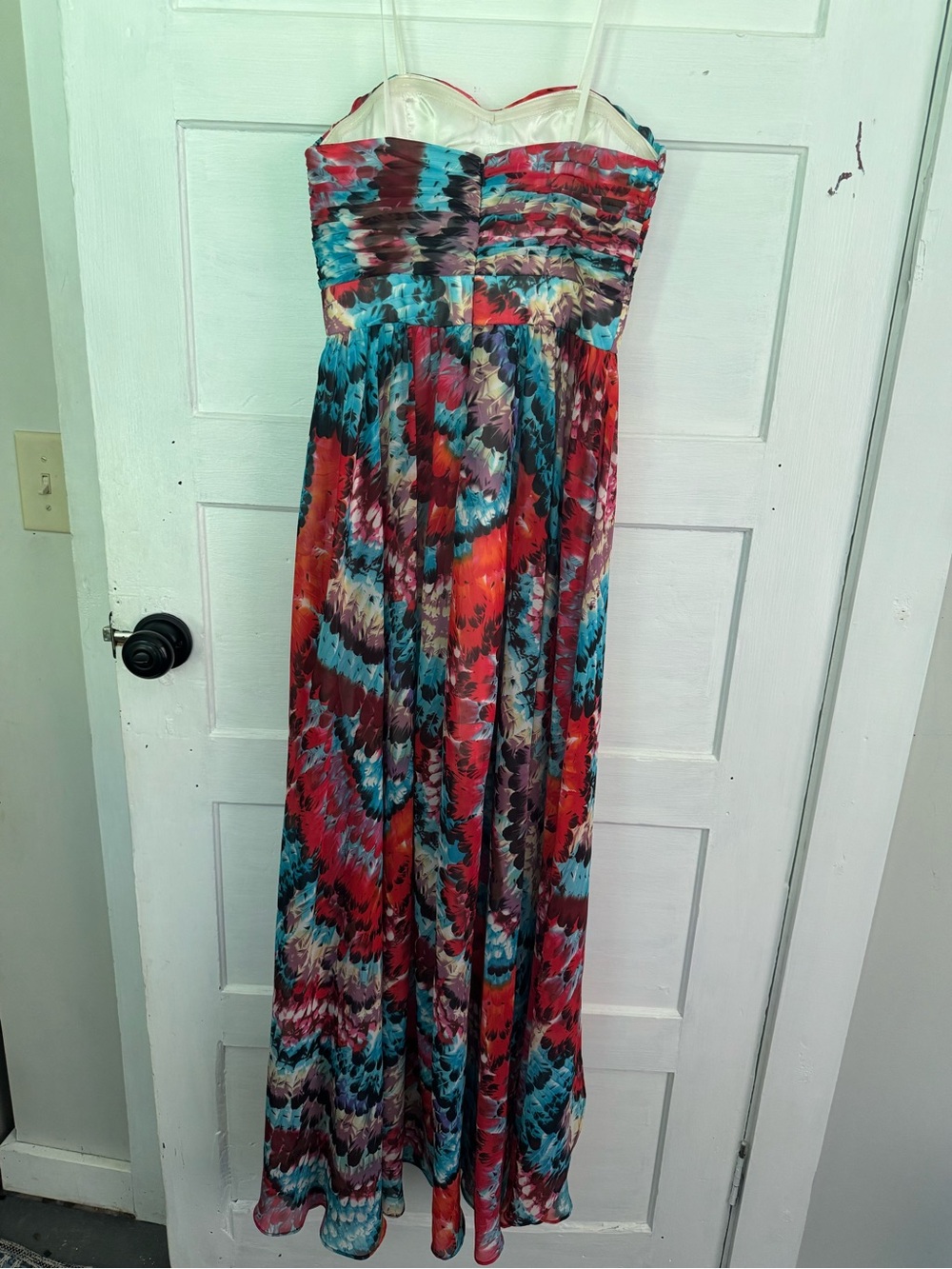 Aidan Mattox Strapless Watercolor Floral Chiffon Gown Size 2 - Picture 2 of 8